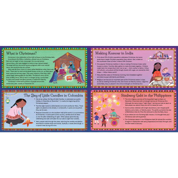 Educational posters about different Christmas traditions from around the world.