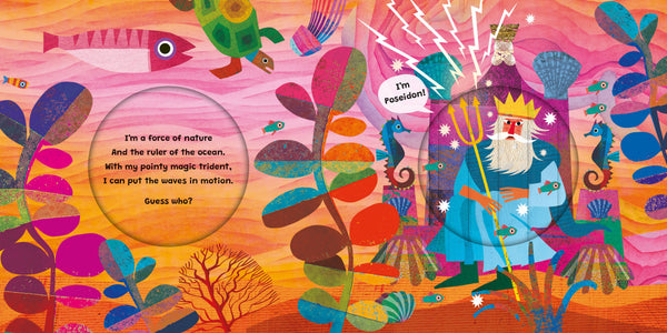Colorful illustration of a king and fish with text on a pink background
