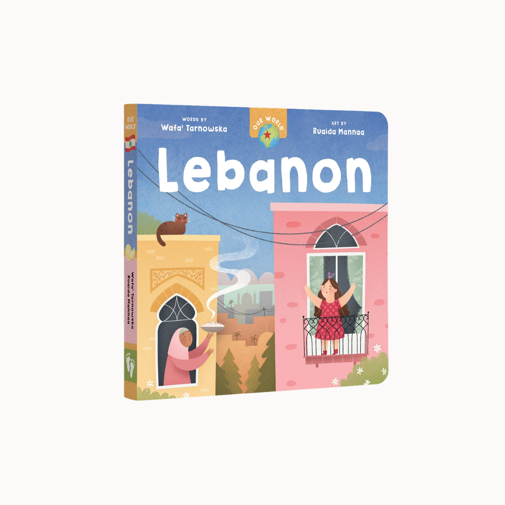 A children's hardcover book titled "Lebanon" by Water Ternowska and Rapala-Mañea, featuring colorful illustrated scenes of Lebanese architecture and people on the cover, shown against a plain off-white background.