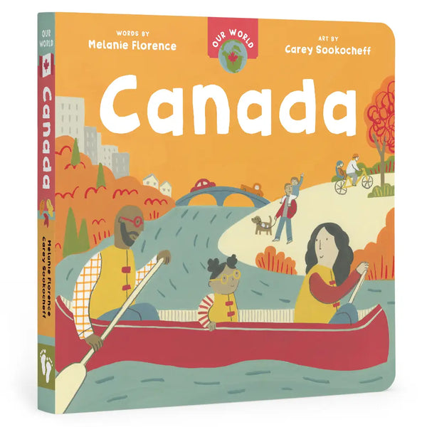 Book cover of 'Canada' with illustrations of people in a canoe and scenic views.
