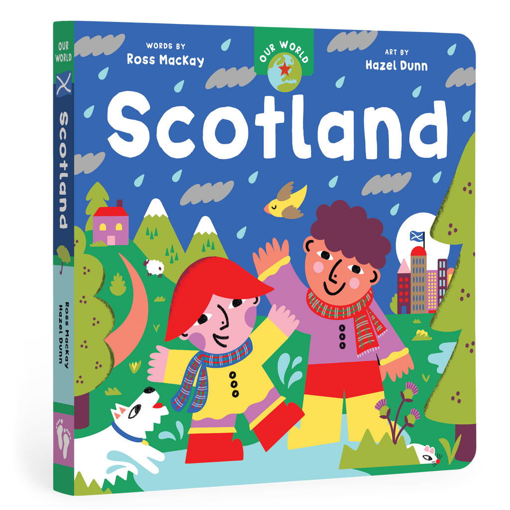 Children's book titled 'Scotland' with colorful illustrations on the cover.