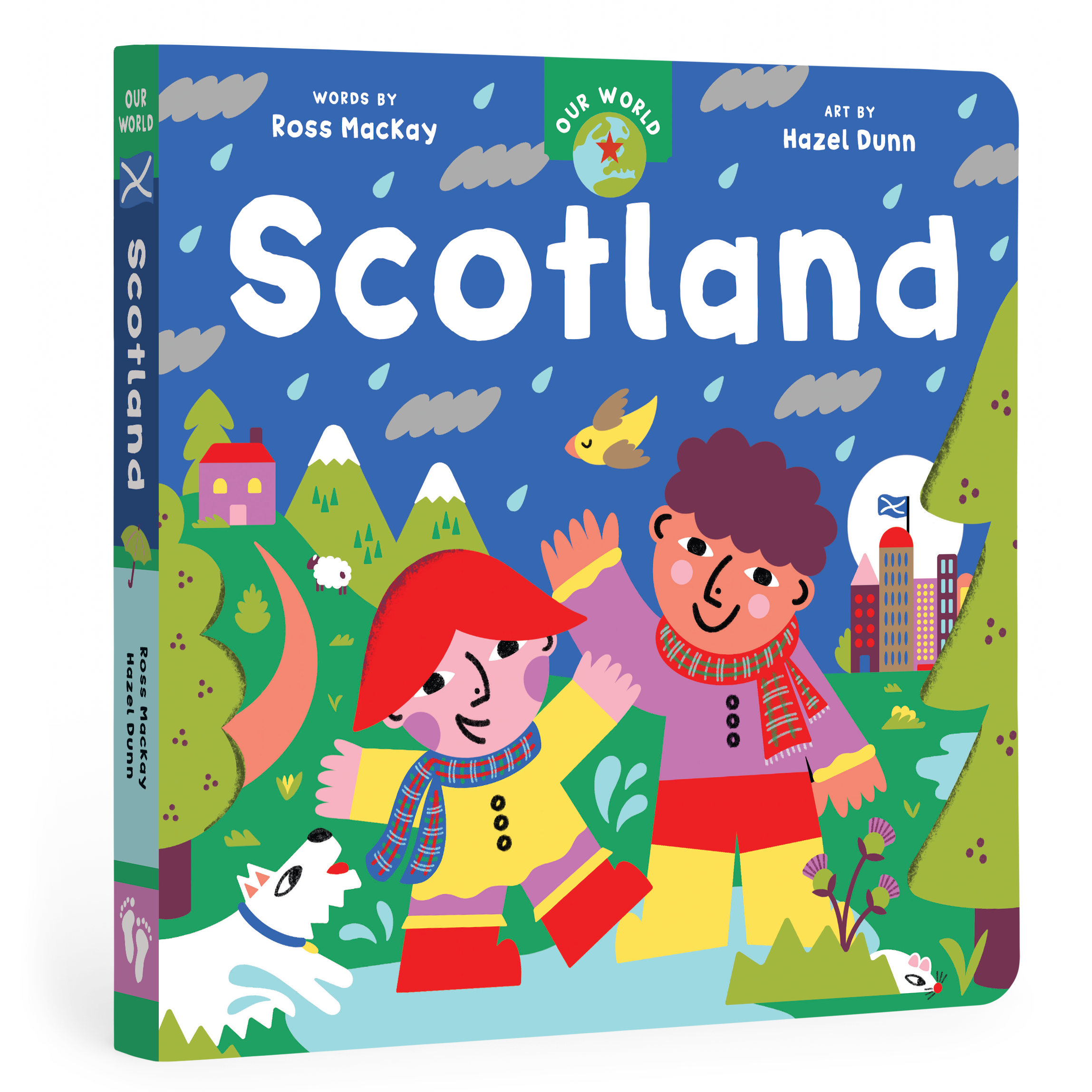 Children's book titled 'Scotland' with colorful illustrations on the cover.