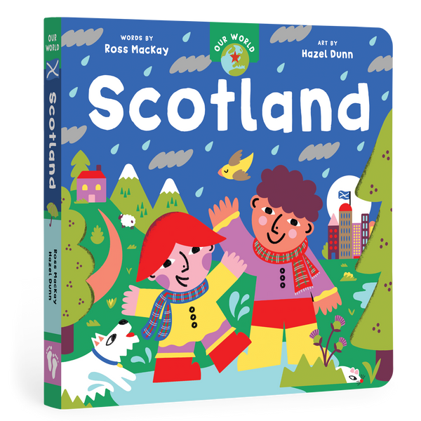 Children's book titled 'Scotland' with colorful illustrations on the cover.