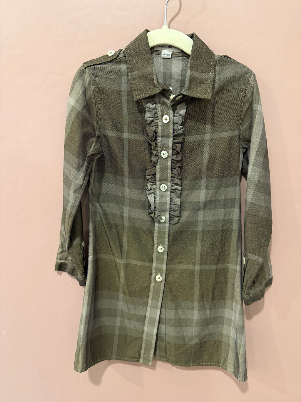 Burberry - Green Plaid Shirt Dress - 5Y
