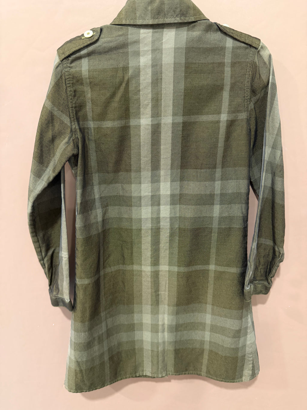 Burberry - Green Plaid Shirt Dress - 5Y