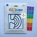 Calenlou Crafts suncatcher window cling kit with color swatch on a light blue background