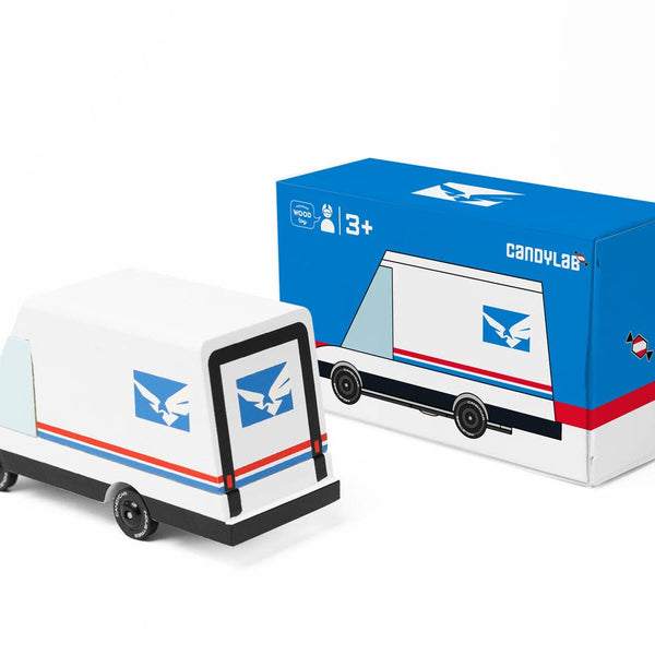 Toy truck and packaging with Candylab branding on a white background