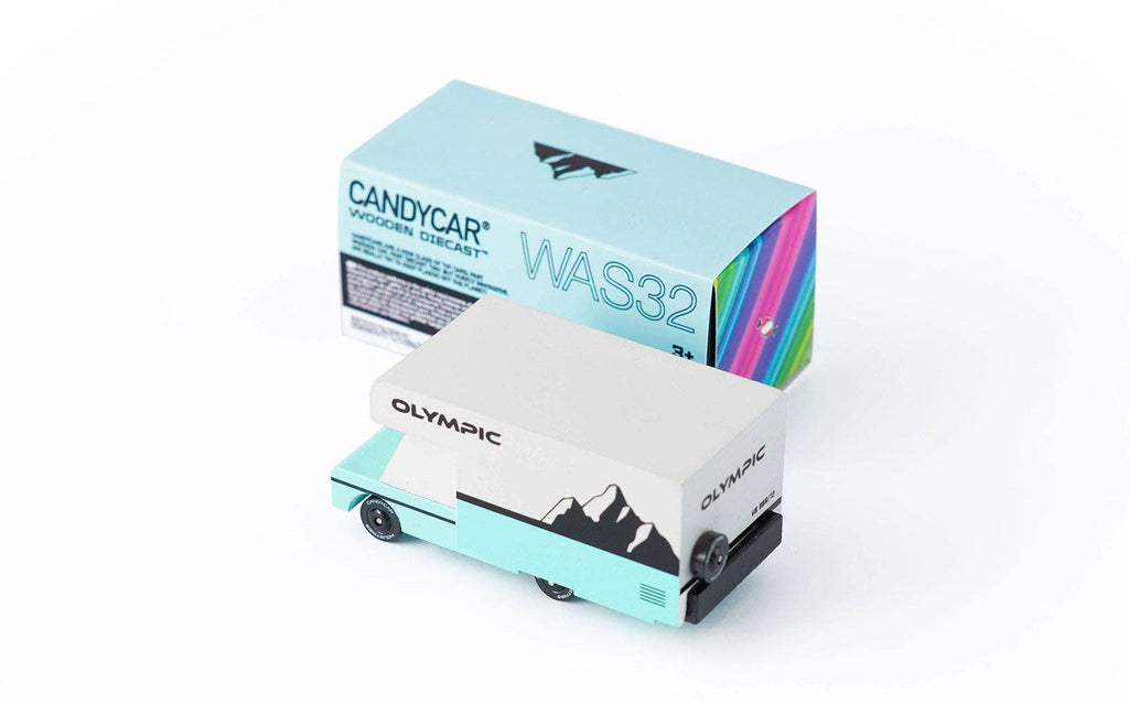 CandyCar WAS32 toy car with Olympic branding on a white background