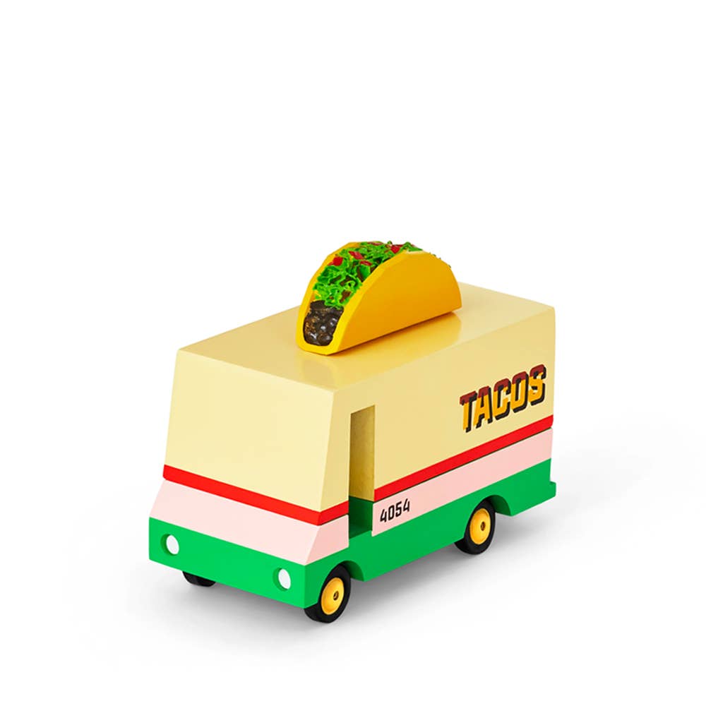 taco truck toy on white background