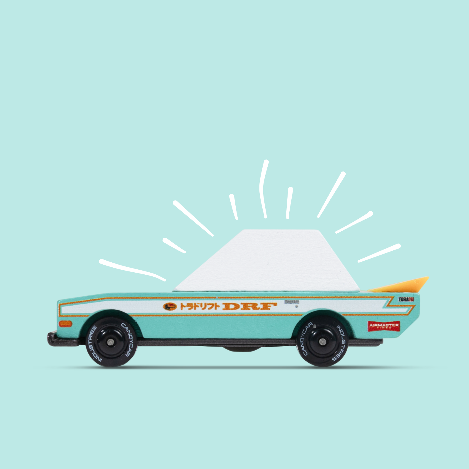 Illustration of a vintage-style truck with 'DRF' branding on a light blue background