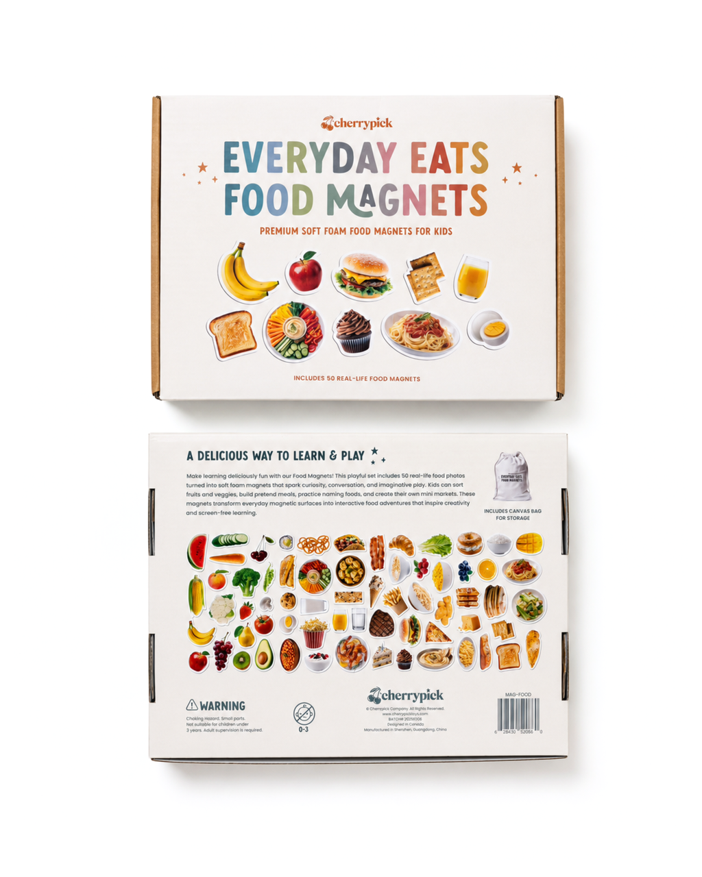 Box of Everyday Eats Food Magnets with images of food items on a white background