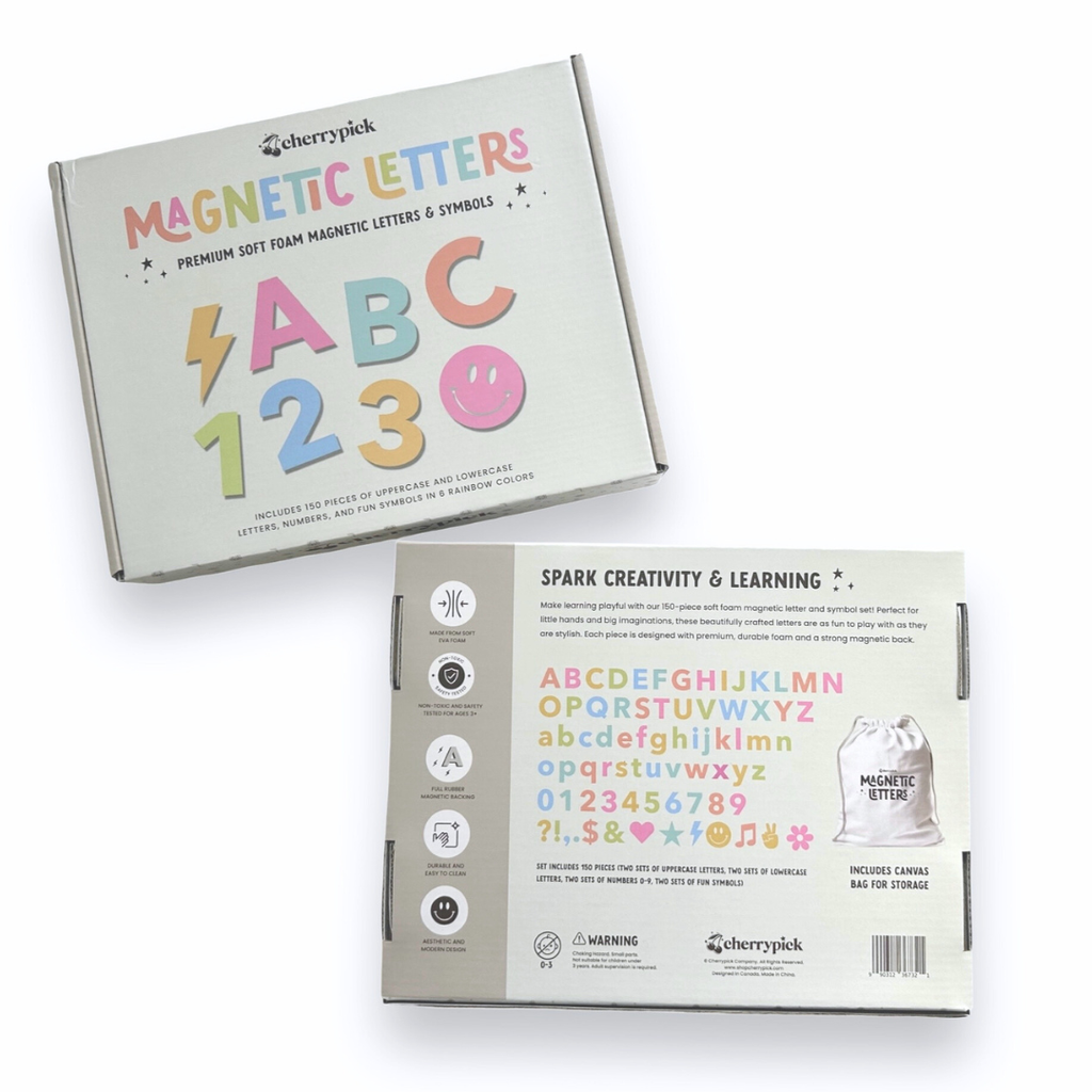 Cherry Pick magnetic letters packaging on a white background