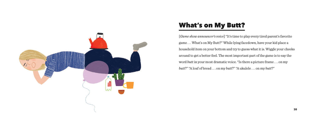 Illustration of a person lying on the floor with a teapot and cups, accompanied by text.