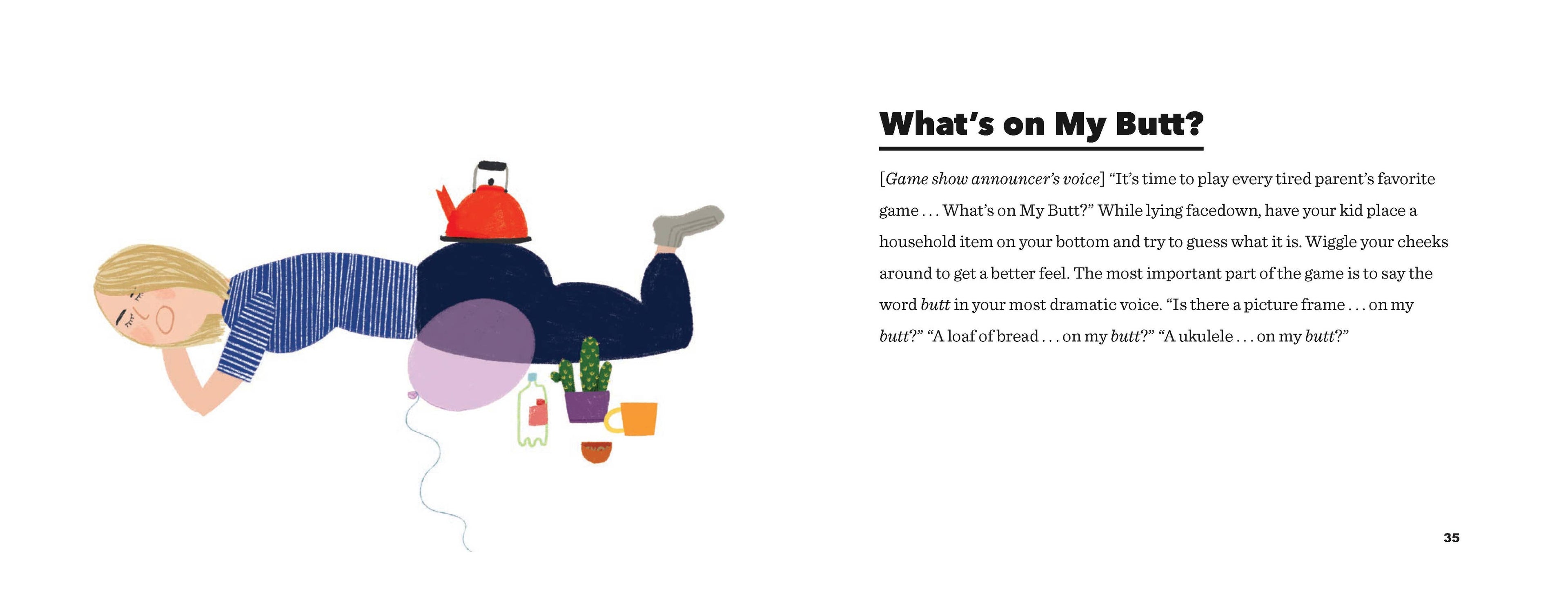 Illustration of a person lying on the floor with a teapot and cups, accompanied by text.