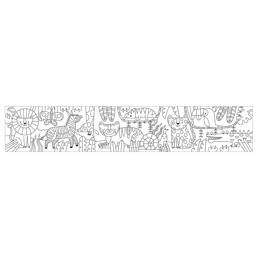 Strip of paper with a pattern of cartoon animals on a white background