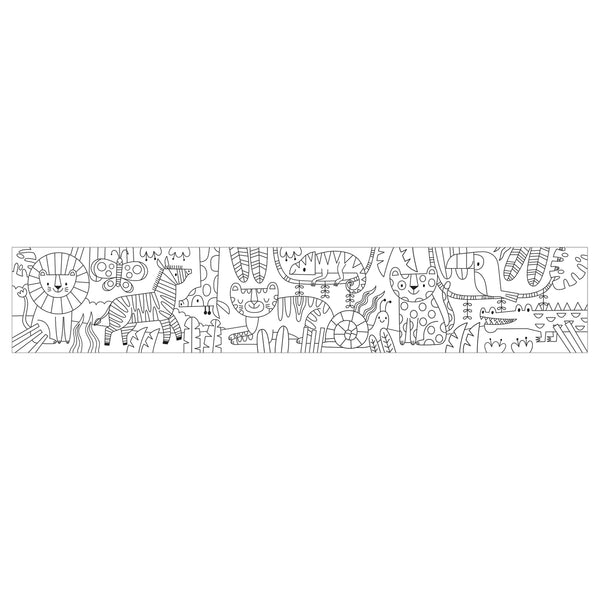 Strip of paper with a pattern of cartoon animals on a white background