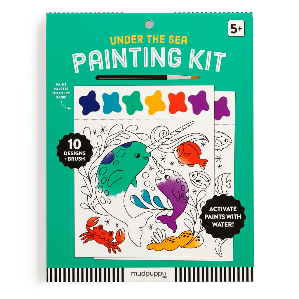 Under the Sea painting kit packaging with sea creature designs on a green background