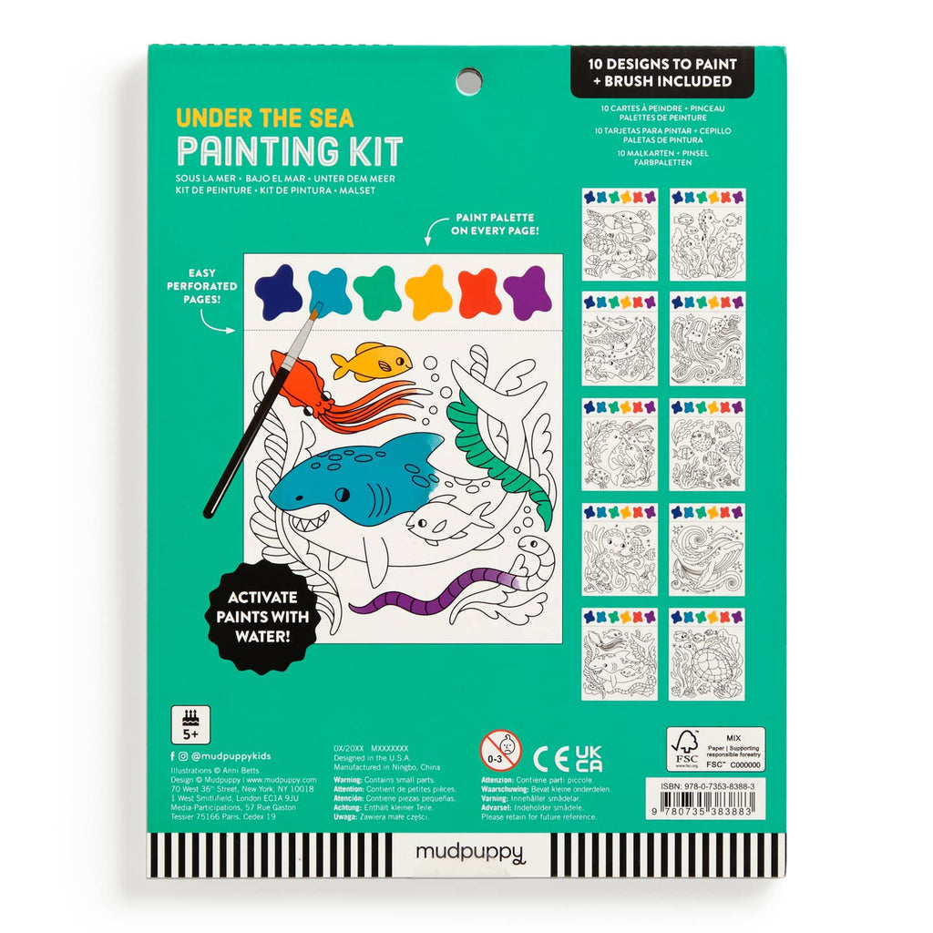 Mudpuppy Under the Sea painting kit packaging with shark design and paint palette.