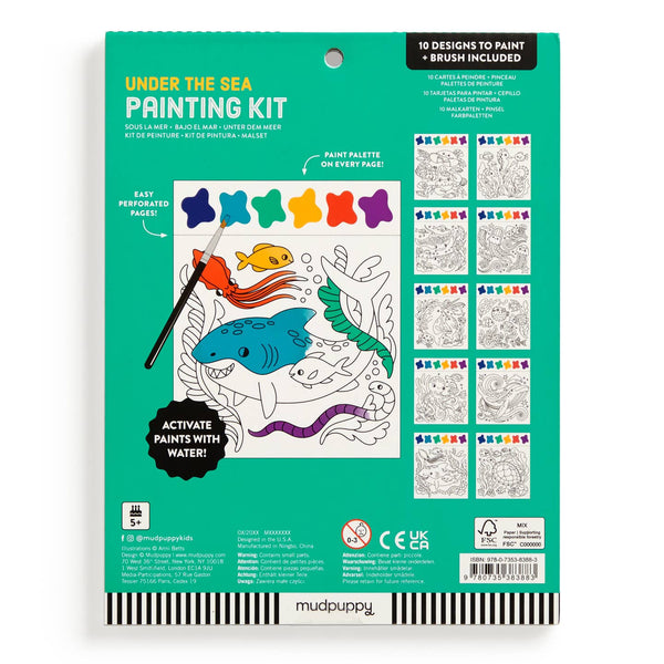 Mudpuppy Under the Sea painting kit packaging with shark design and paint palette.