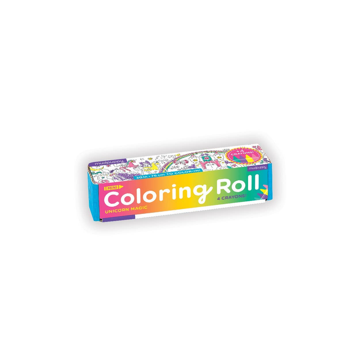 Coloring roll packaging with colorful design on a white background