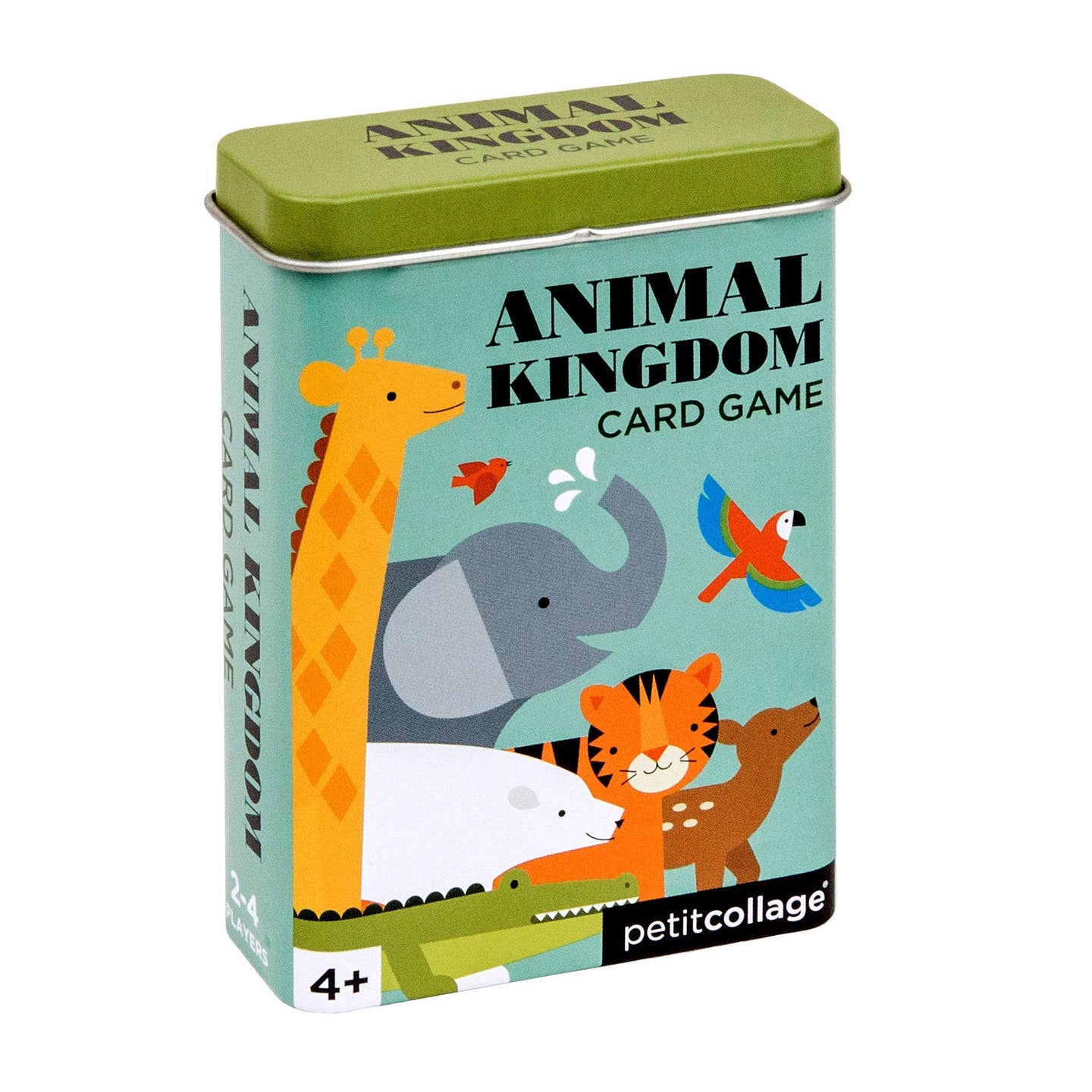 Box of 'Animal Kingdom' card game with cartoon animals on a light blue background