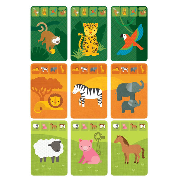 Animal card game cards on a white background