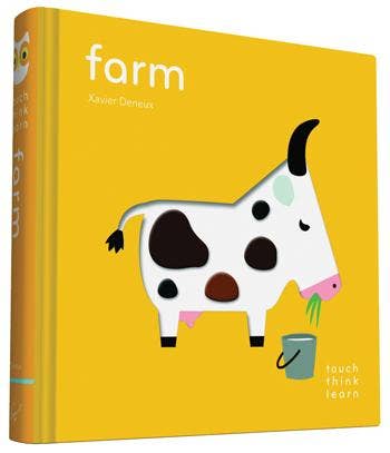 Book cover with a cow illustration on a yellow background