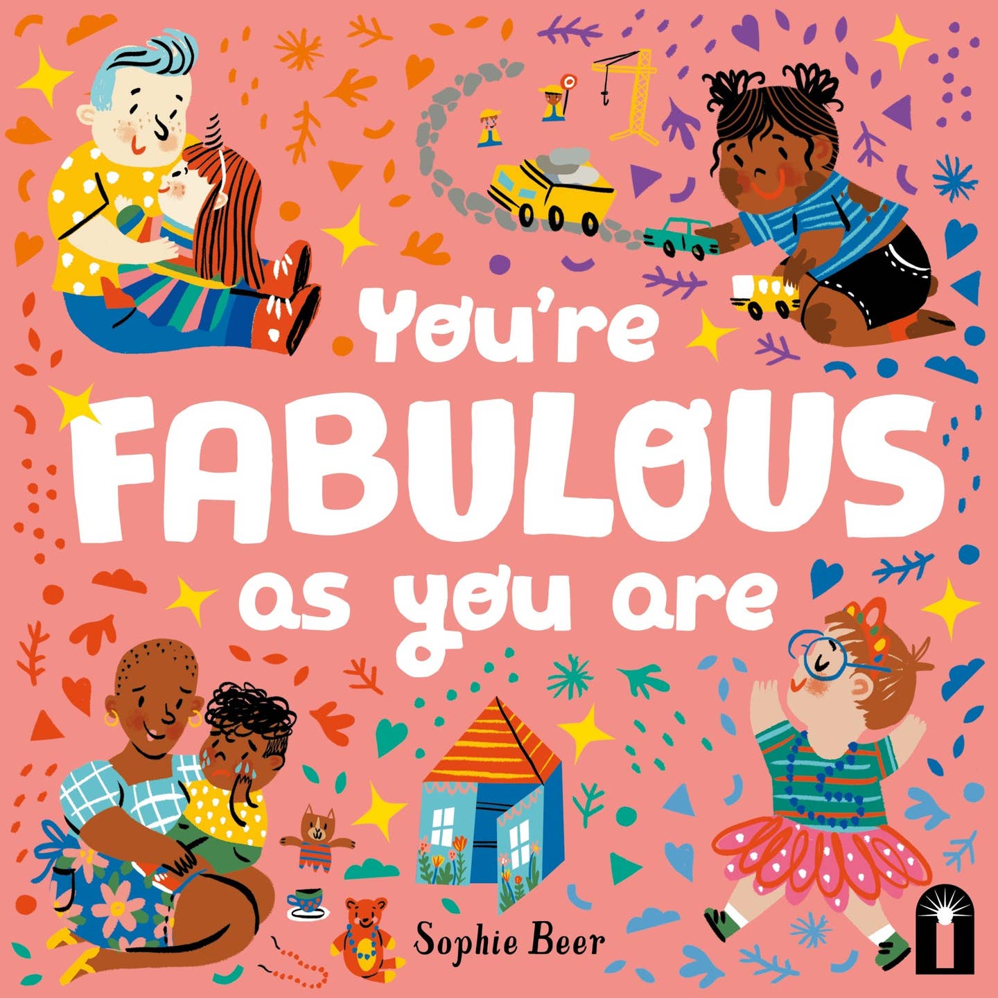Children's book cover with illustrations of children playing and text 'You're Fabulous as you are' on a pink background.