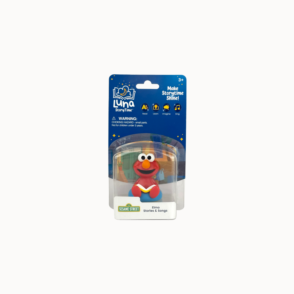 Sesame Street Elmo 'Starshine Shuffle' toy in its original blue blister packaging, featuring a red Elmo figure with a yellow nose and orange clothing.