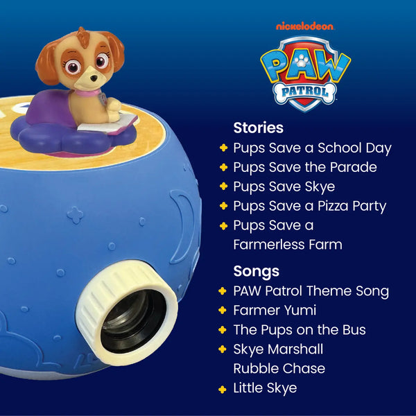 Toy with a character from PAW Patrol on a blue background