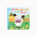 A children's board book titled 'Old MacDonald had a Farm' featuring a cartoon cow on the cover, photographed against a plain light background.