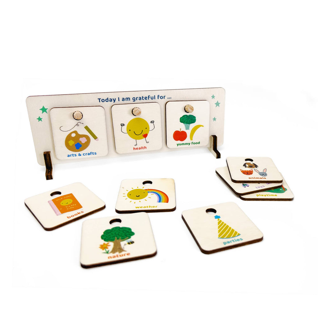 Set of educational cards with colorful illustrations on a white background