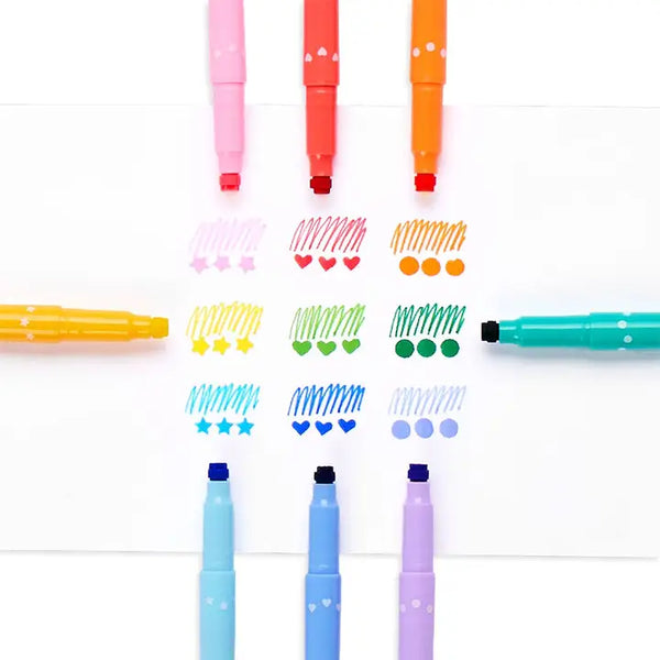 OOLY -Confetti Stamp Double-Ended Markers - Set of 9