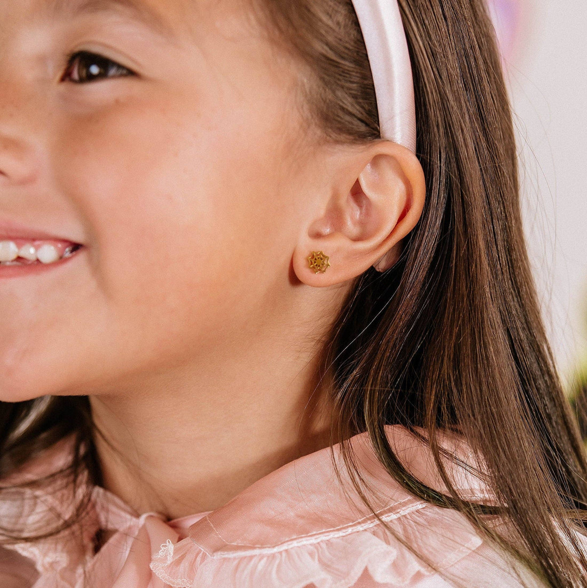 Pierced Co - Gold Spider Web Earrings
