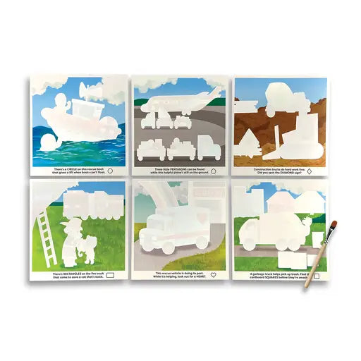 OOLY - Water Amaze Water Reveal Boards - Helpful Vehicles (13 Pc Set)