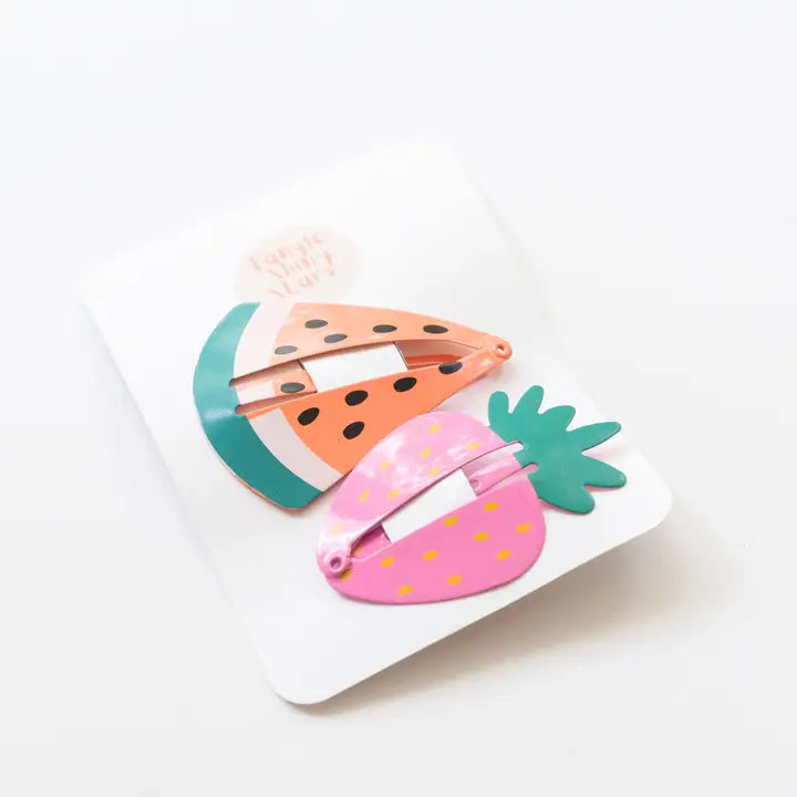 Tangle Shiny Stars - Metal Hair Clips | Watermelon & Strawberry