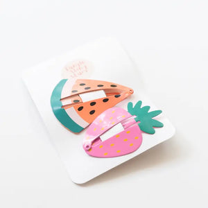 Tangle Shiny Stars - Metal Hair Clips | Watermelon & Strawberry