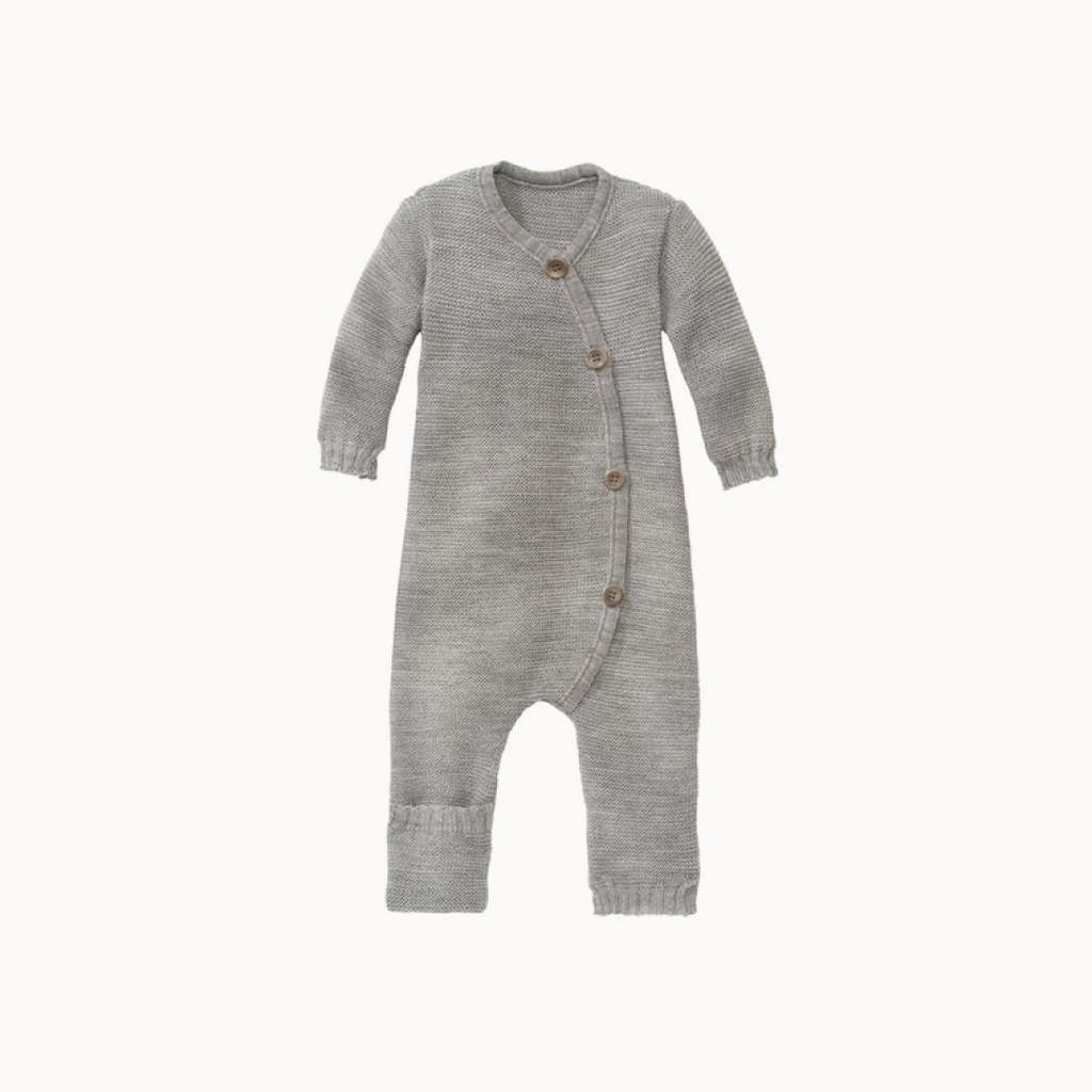 Gray buttoned baby knitted overalls