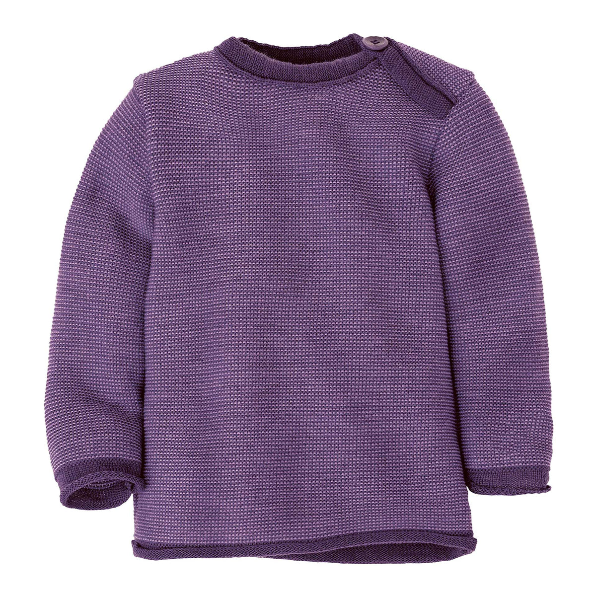 Purple knitted sweater on a white background