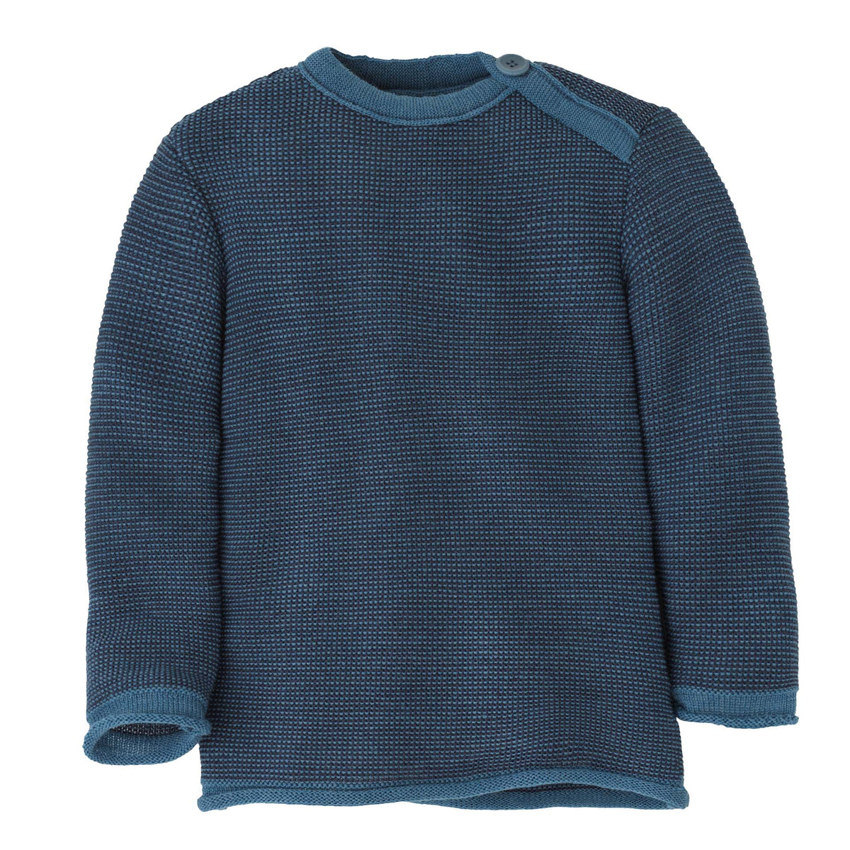 Blue knitted sweater on a white background