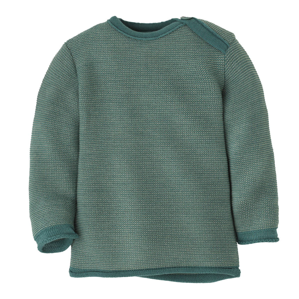 Green knitted sweater on a white background