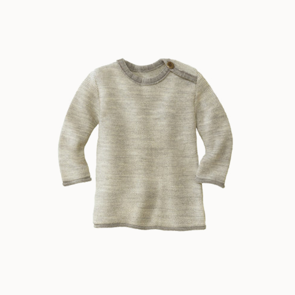 Gray wool melange jumper on a white background