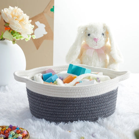 XL Grey and White Rope Basket