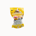 A packaged toy set in a yellow bag labeled 'Construction Mini Knapstone Play Pack' with a small gray ball and other construction-themed pieces visible through a clear window, on a plain light background.