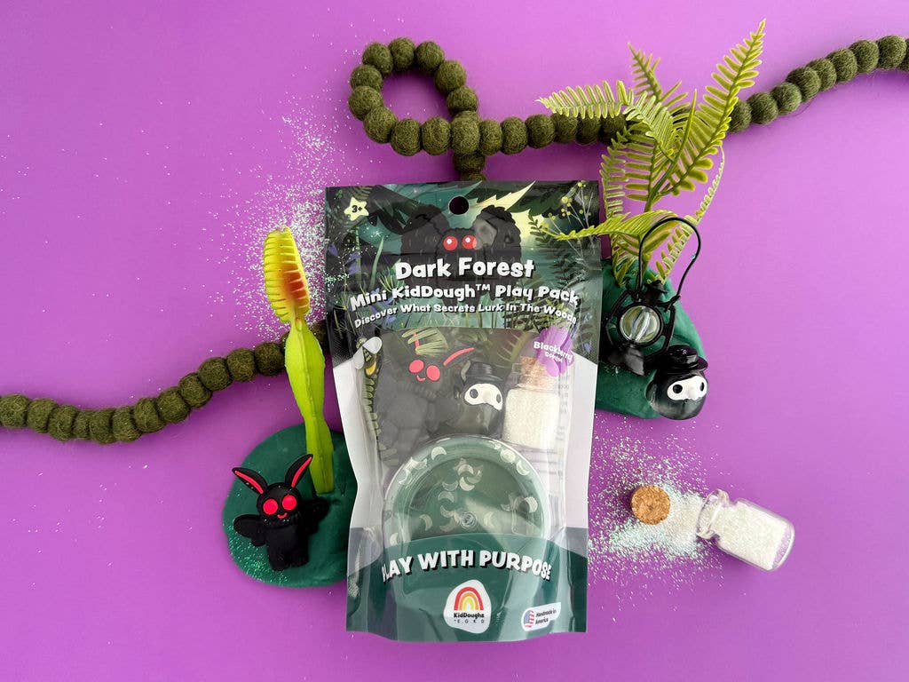 Dark Forest Mini Mud Dough Play Pack with accessories on a purple background