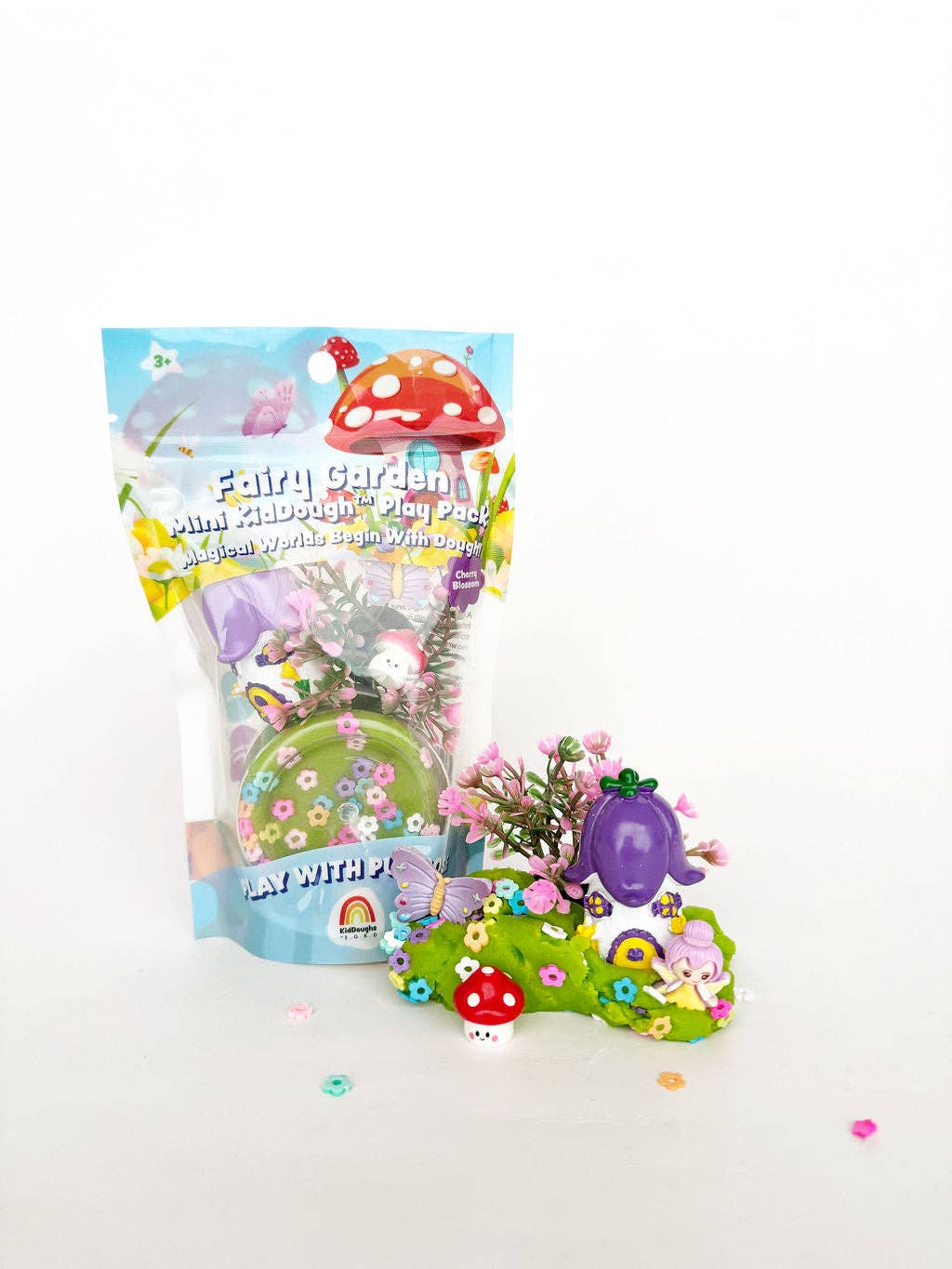 Fairy garden play set with packaging on a white background