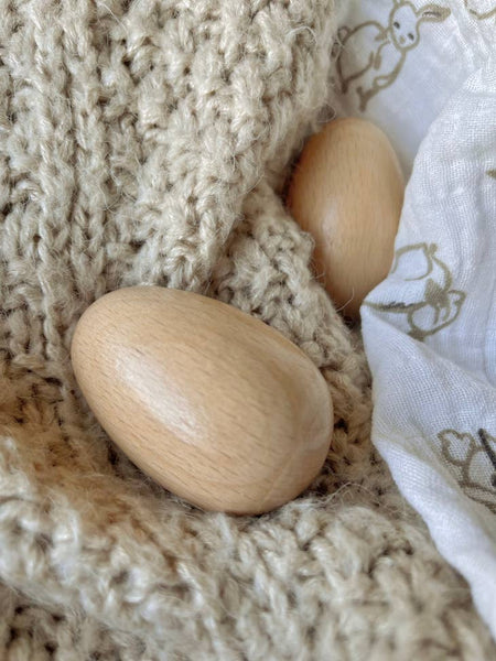 Handmade Wooden Egg Shaker - Baby Rattle kids musical toy