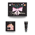 Two-piece gift set with 'Congratulations' packaging, soap bar, and hand cream on a white background