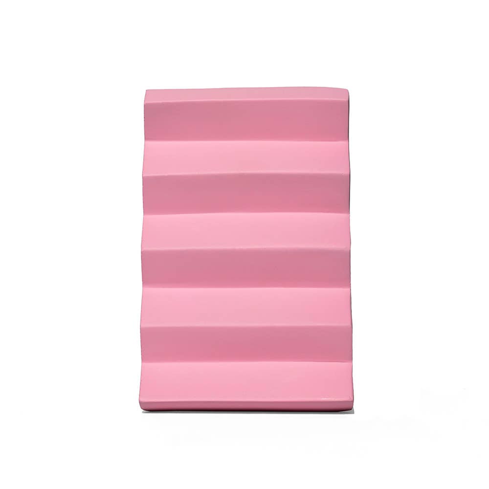 Pink striped mat on a white background