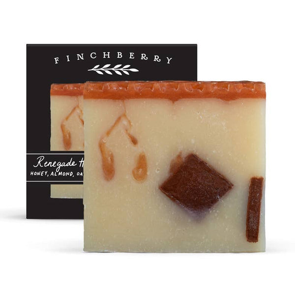 Bar of Finchberry soap with a black background
